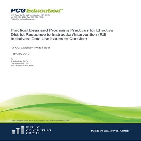 Practical Ideas by Public Consulting Group Education - Feb 2010