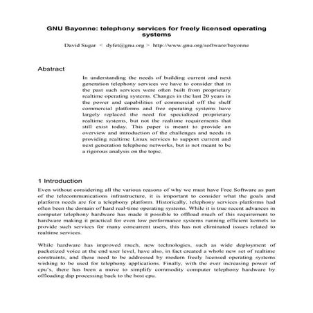 Telephony Services for Freely Licensed Operating Systems