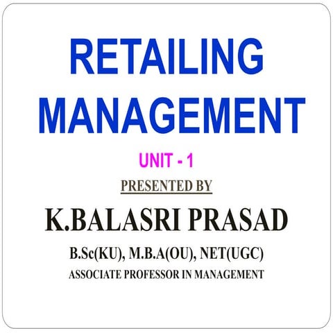 RETAILING MANAGEMENT - Unit - 1 -OSMANIA UNIVERSITY