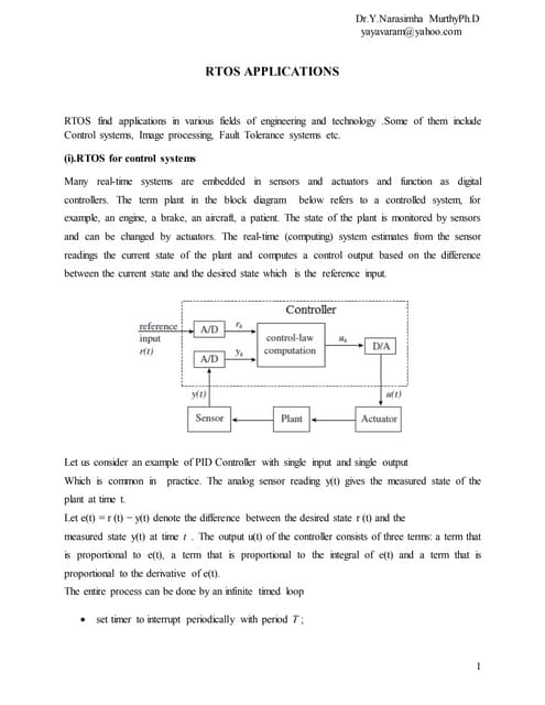 RTOS  APPLICATIONS