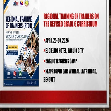 Comprehensive Regional Training of Trainers on Revised Grade 6 ...