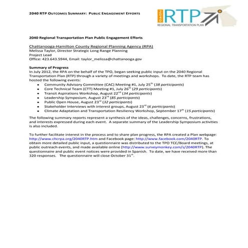 2040 RTP Outcomes Summary