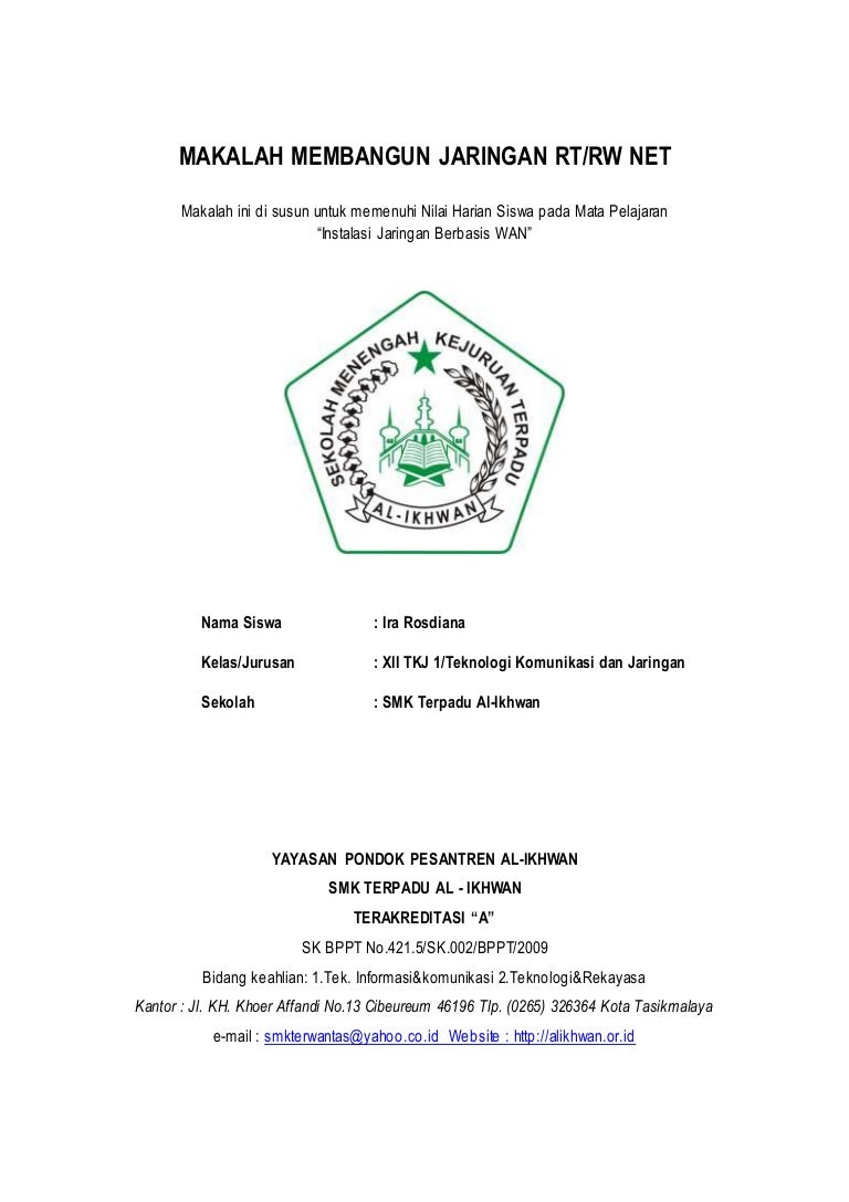 Makalah Tentang RT RW Net Oeh Ira Rosdiana SMK Terpadu Al Ikhwan Ko