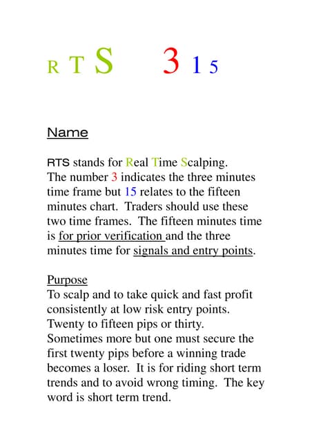 RTS 315 Scalping Trading System