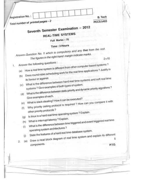 RTS Question Paper 2012