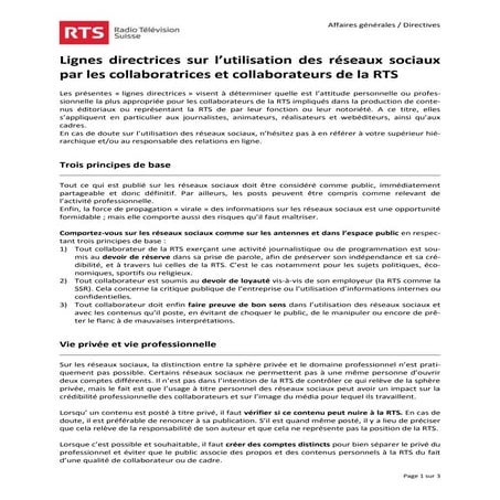 RTS - Lignes directrices sur l'utilisation des réseaux sociaux