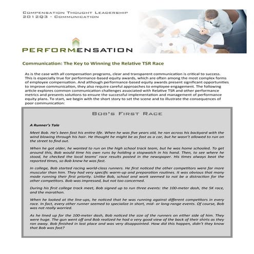 R-TSR Winning the Race - Communicating Performance-based Equity Compensation