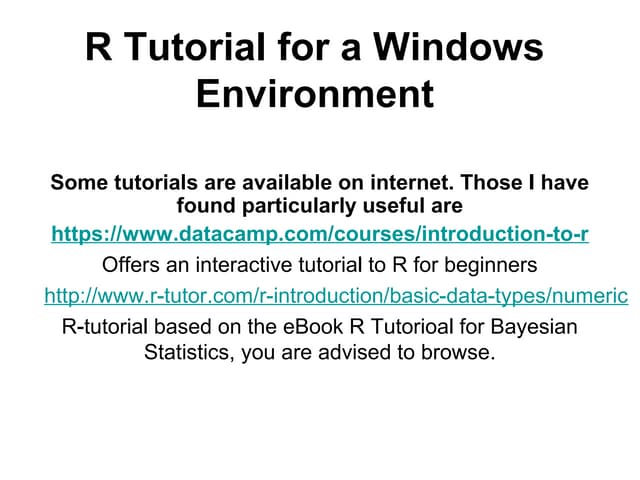R tutorial for a windows environment