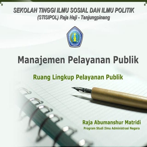 Ruang lingkup pelayanan publik