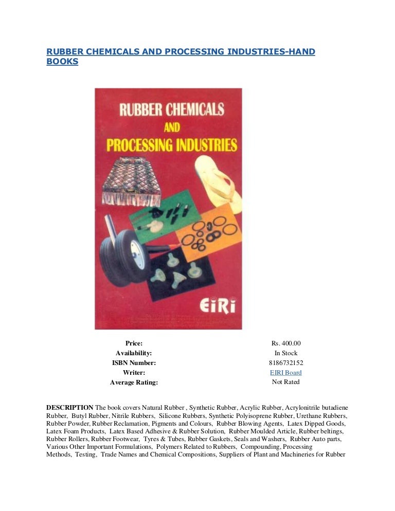Rubber chemicals and processing industries handbook