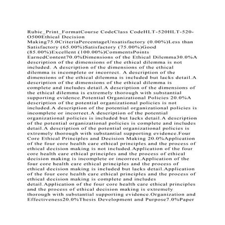 Rubic_Print_FormatCourse CodeClass CodeHLT-520HLT-520-O500Ethical .docx