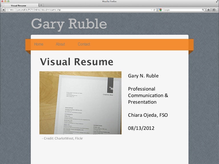 Gary Ruble Visual Resume Pcp Online