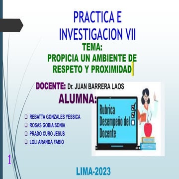 PRACTICA DE INVESTIGACION RESPECTO A PROPICIA UN AMBIENTE DE RESPETO Y ...