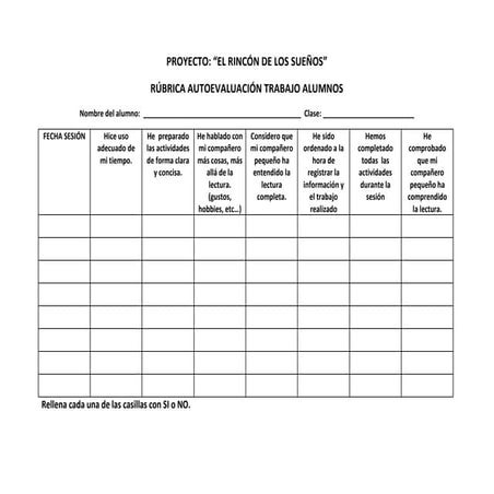 Rubrica autoevaluación