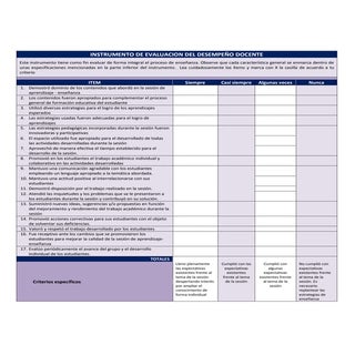 Rubrica de evaluacion docente