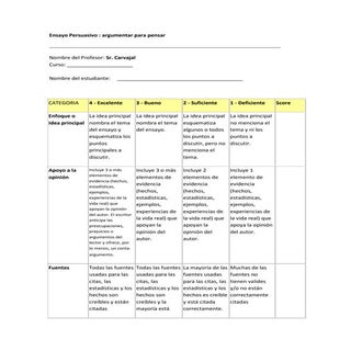 Rubrica ensayo argumentativo