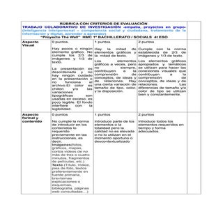 Rubricas 1º bat hmc proyecto t he wall