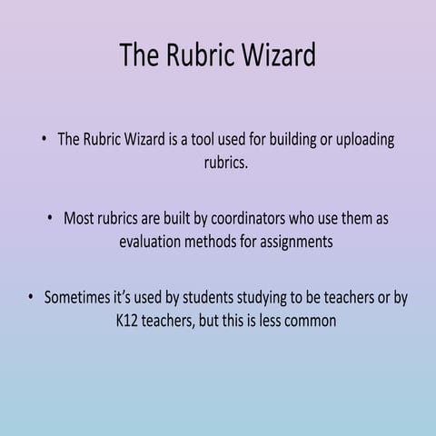 Rubric wizard