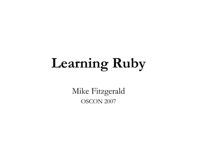 Learning Ruby