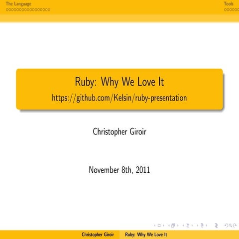 Ruby Presentation - Beamer | PDF | Programming Languages | Computing