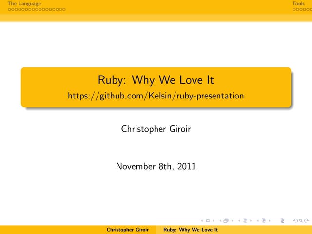 Ruby Presentation - Beamer | PDF | Programming Languages | Computing