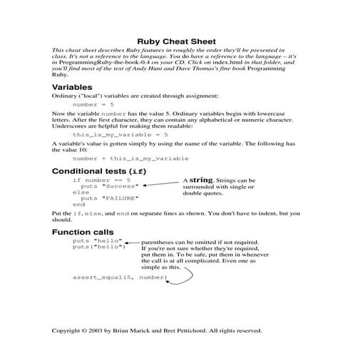 Ruby cheat sheet | PDF