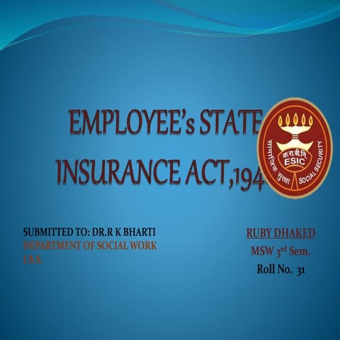 Employee's state insurance act, 1948