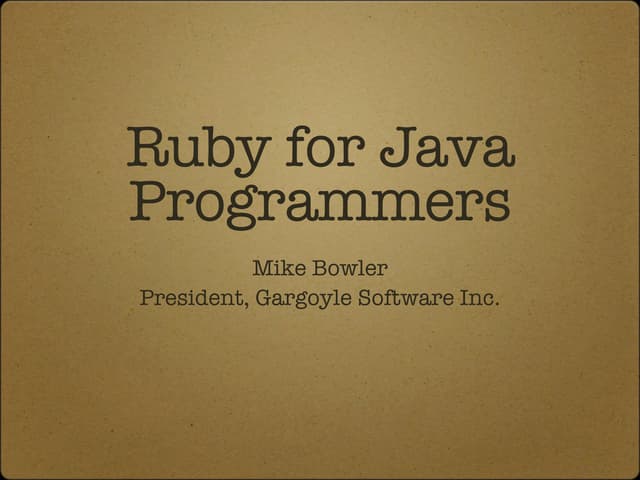 Ruby For Java Programmers