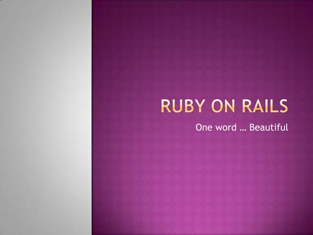 Ruby on rails3 - introduction to rails