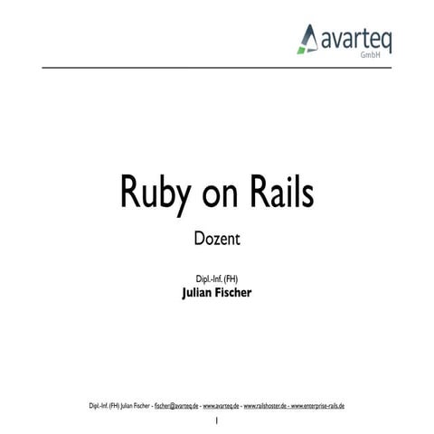 Ruby On Rails Vorlesung 1 Rails Überblick
