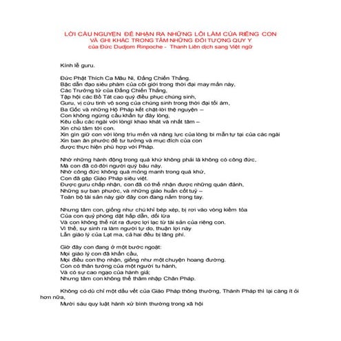 Lời cầu nguyện để nhận ra những lỗi lầm của riêng con và ghi khắc trong tim những đối tượng quy y