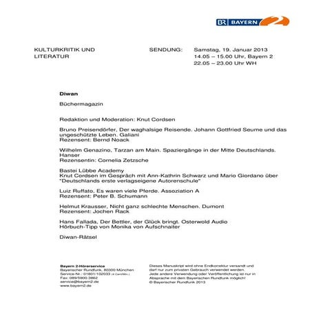 Luiz Ruffato na Bayerischer Rundfunk 19 jan 2013