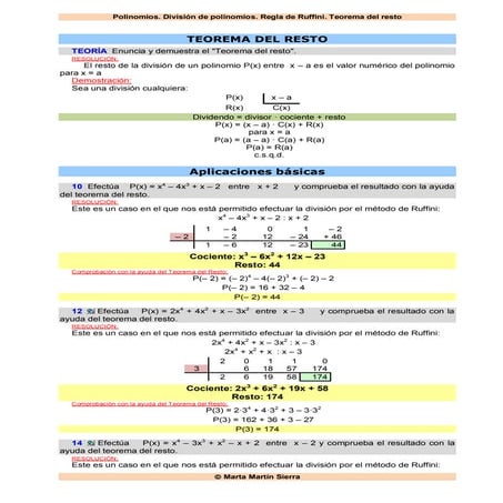 08. regla de ruffini_ejercicios | PDF