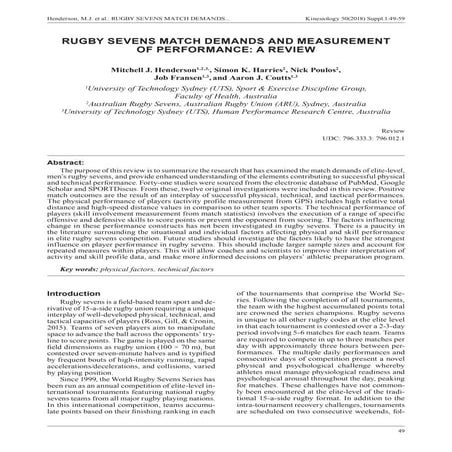 Demandas y medida de rendimiento en rugby 7 (revisión)