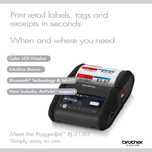 RuggedJet™ 3: Mobile Label and Receipt Printers