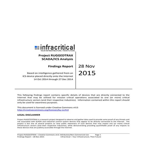 Project RUGGEDTRAX Findings Report (28-Nov-2015)