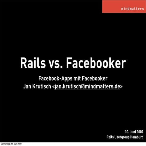 Facebook mit Rails und Facebooker