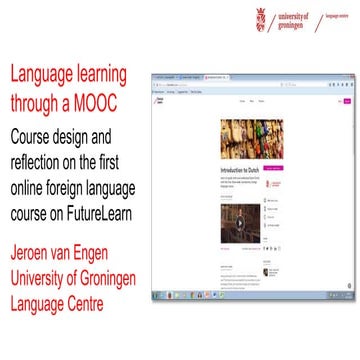 Language learning through a MOOC - Eurocall2015 - University of Groningen