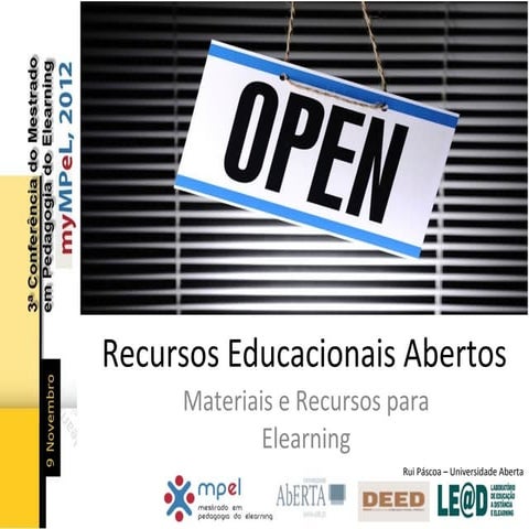 Recursos Educacionais Abertos em Materiais e Recursos Para Elearning