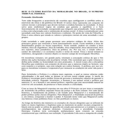 Ruiu o último bastião da moralidade no brasil, o supremo tribunal ...