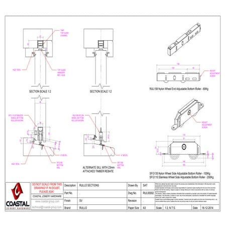 RUL00002 RulloStraight Sliding Door Gear Suggested Section Drawings