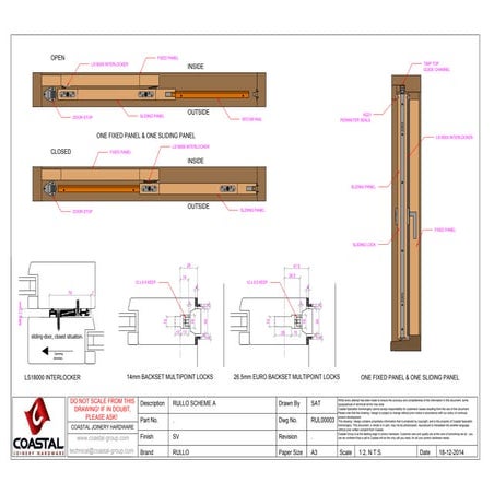 RUL00003 Rullo Scheme A Straight Sliding Door Gear Suggested Layout Drawing