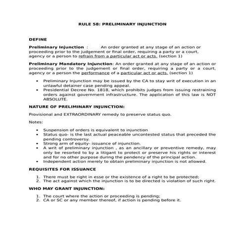 Remedial Law Rule 58  estopia notes part1