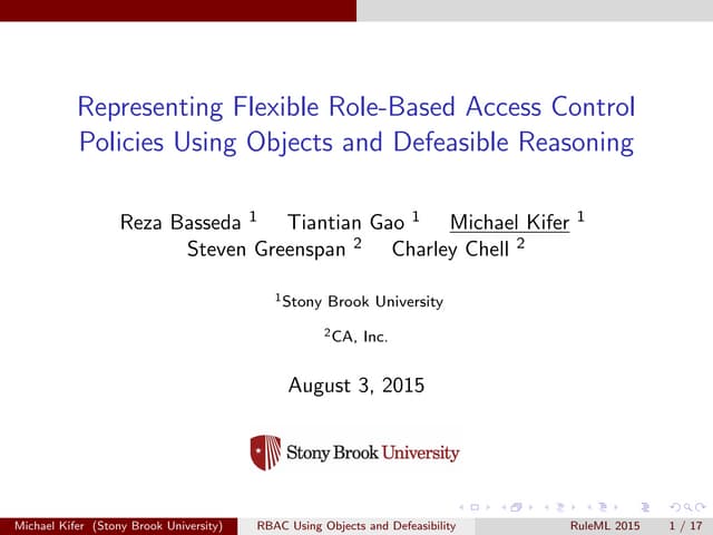 RuleML2015: Representing Flexible Role-Based Access Control Policies Using Ob...