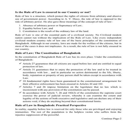 Is the Rule of Law is ensured in our Country or not?