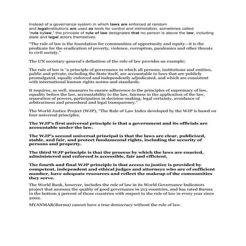 RULE OF LAW IN MYANMAR AND CURRENT SITUATION 2018