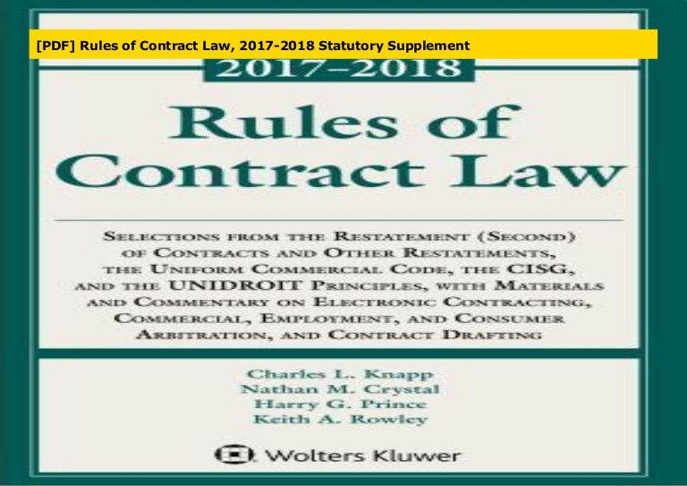 [PDF] Rules of Contract Law, 20172018 Statutory Supplement