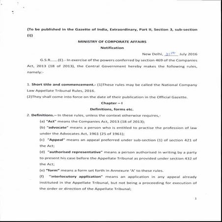 National Company Law Tribunal Rules, 2016