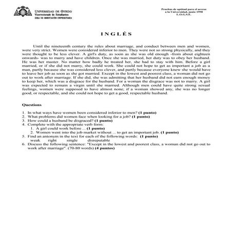 Rules about marriage (ordinaria de 1998) [www.examenesdepau.com]