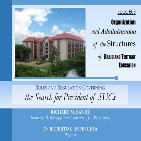 Rules and regulation governing the search for president of su cs